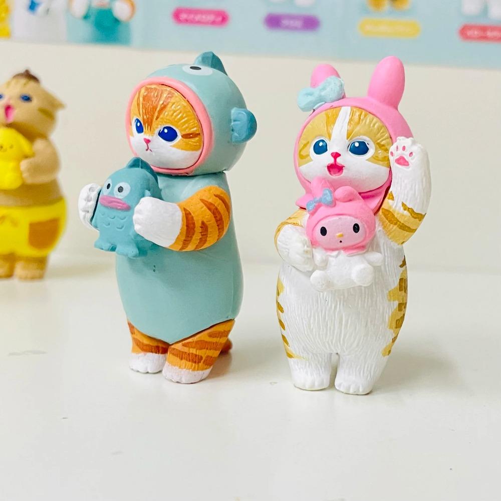 Mofusand X Sanrio Кошка-акула Косплей Sanrio Blind Box Kuromi Cinnamoroll Фигурки персонажей Игрушка Украшения Куклы Поклонники Детский подарок
