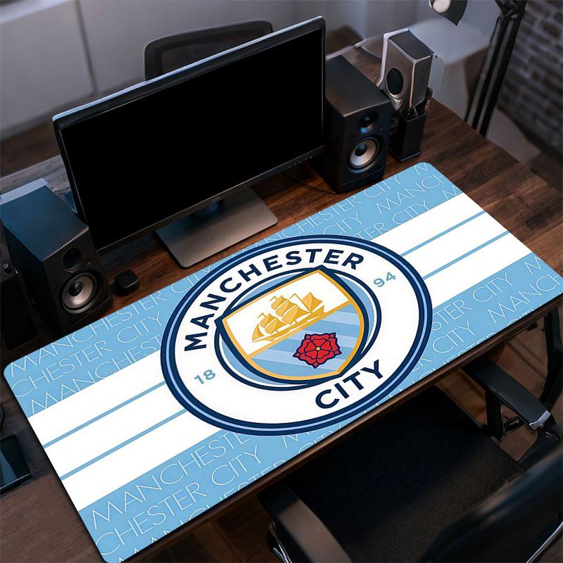 Коврик для мыши Man City, Большой игровой коврик для стола, Нескользящий XXL коврик для мыши для ноутбука и планшета, Игровой коврик для мини-ПК со прошитыми краями