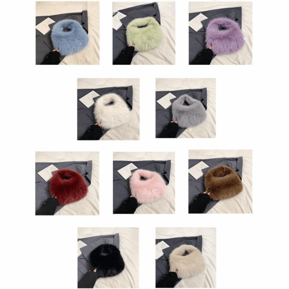 Elegant Faux Furry Texture Purse Half Moon Shape Tote Bag Trend Plush Clutch Handbags Winter