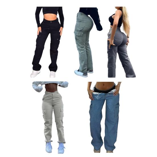 Женские брюки-карго с несколькими карманами и высокой талией, сплошной цвет, мягкие дышащие пуговицы с приподнятым задом и застежкой-молнией, уличная одежда, женские длинные брюки