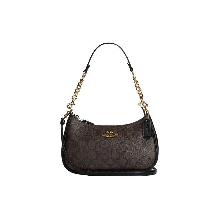 Coach Teri 25 Классическая Монограмма Застежка-молния Кожа и Искусственная Кожа Сумка-тоут Сумка через плечо Сумка-кроссбоди Средняя Женские сумки Коричневый Черный CA548-IMAA8