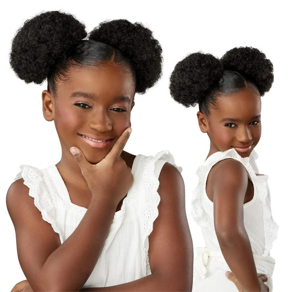 2 шт. Черный Мини Афро Кудрявые Кудрявые Волосы Пучок Эластичный Афро Пышный Конский Хвост Завязка Для Маленьких Девочек