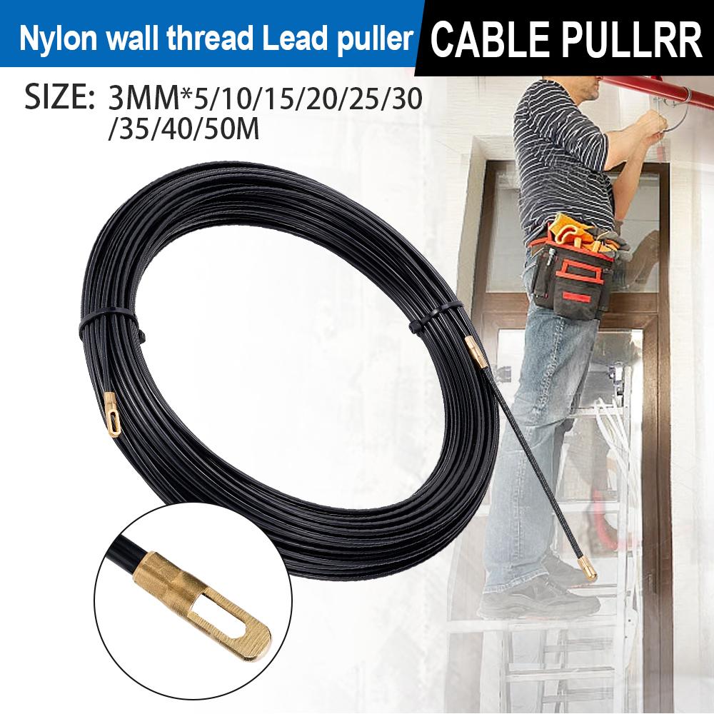 3mm 5/10/15/20/25/30/35/40M Cable Push Puller Black Fiberglass Electric Guide Device Duct Rodder Fish Tape Wall Wire Conduit