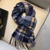 100 Pure Wool Scarves Men's Winter High-end Business Dad Elderly Scarf Plaid Gift