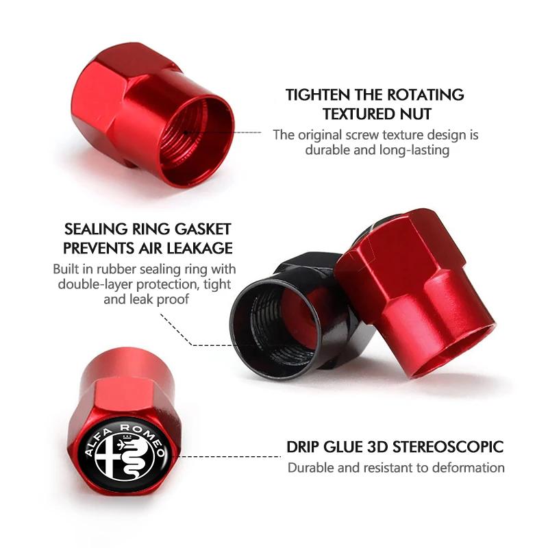 WEJKM1 Car Stickers For Alfa Romeo 4Pcs Car Tire Valve Value Protection Caps Badge Accessories For Alfa Romeo 159 Giulietta 156 147 Giu