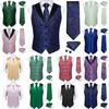 Classic Vest Tie Paisley Silk Woven Retro Waistcoat Bowtie Hanky Cufflinks Set