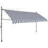 Vidaxl Ręcznie Zwijana Markiza Z Led, 350 Cm, Niebiesko-Biała