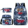 Stranger Things Backpack Set 3-Piece Student School Bag with Lunch Bag & Pencil Case Black TV Merch