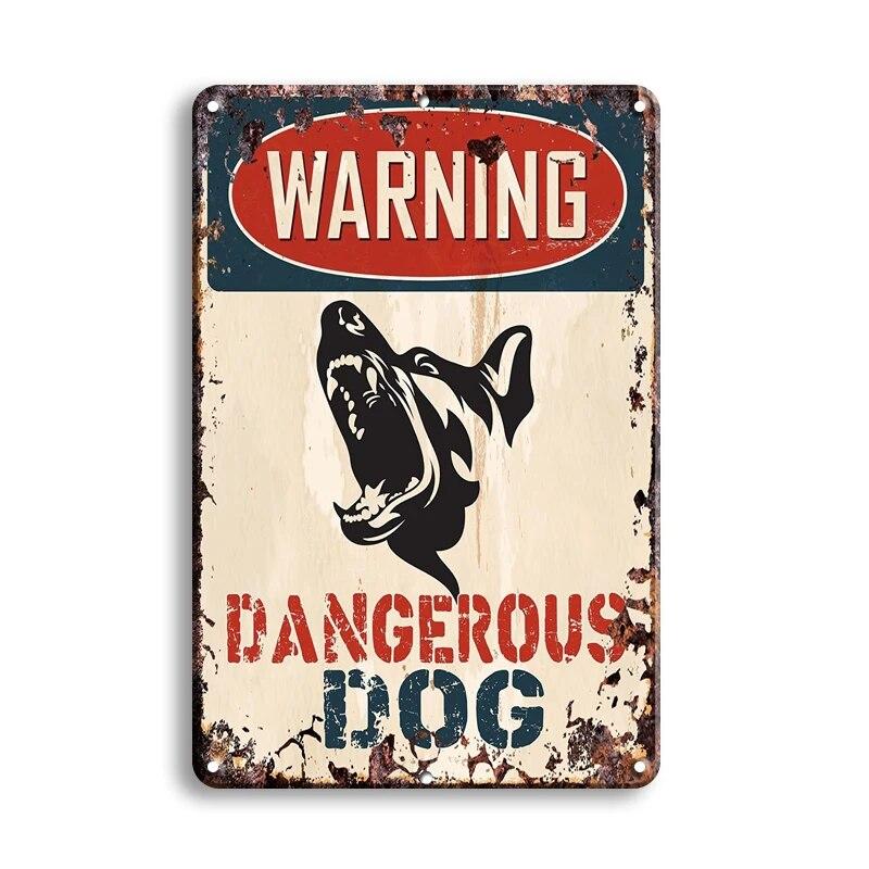 Warning Danger Poster Metal Decor Beware Of The Dog Cat Vintage Tin Sign No Trespassing Farmhouse Wall Decor Family Doorplate