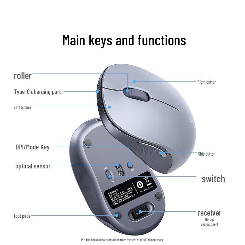 Ugreen M332 Bluetooth Rechargeable Wireless Mouse