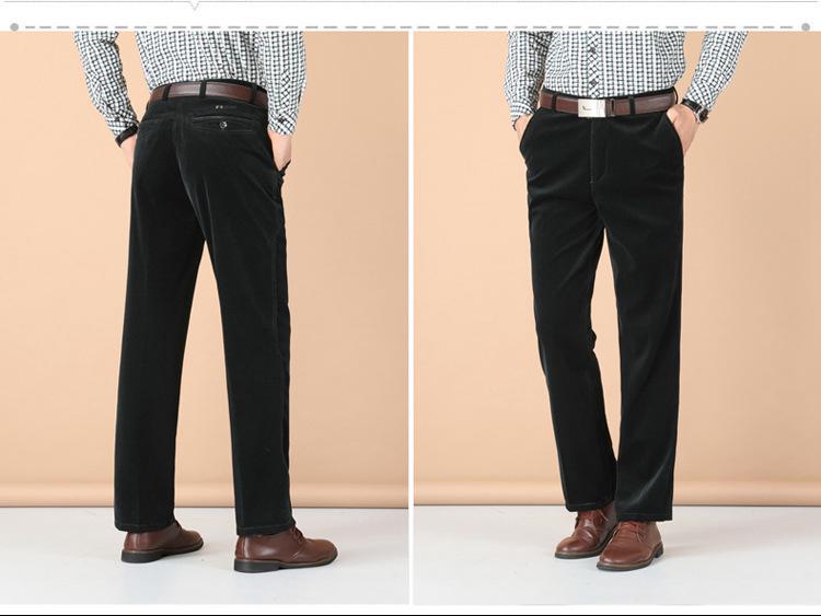Мужские эластичные вельветовые брюки с высокой талией — повседневные прямые брюки на осень