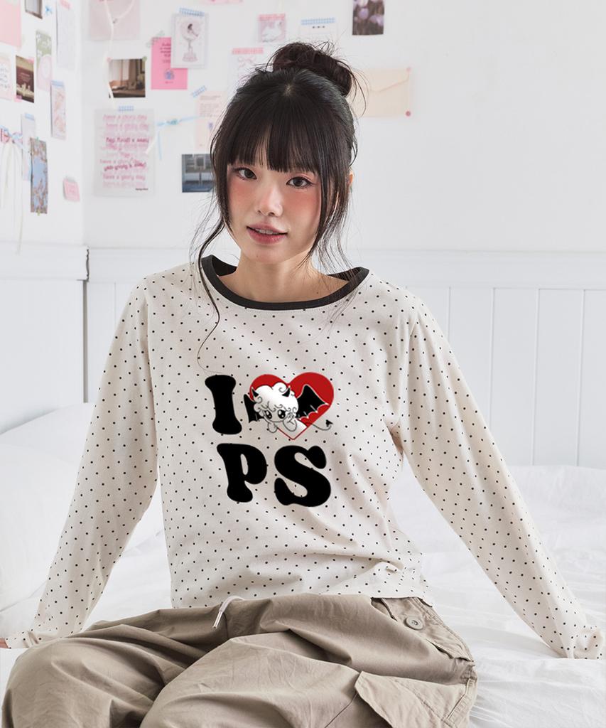 PAGESIISII Love Sissy Print Dot Standard Fit Long Sleeve [2 Colors]