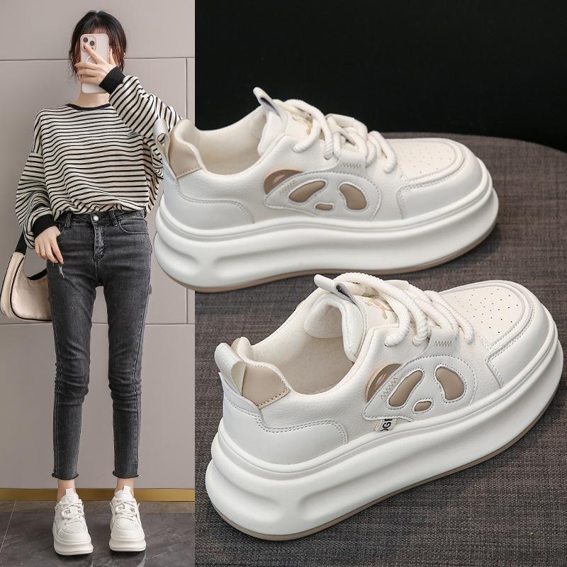 Platform White Shoes Bread New Spring and Autumn Versatile Niche Shoes Platform Leisure Black and White Board Shoes