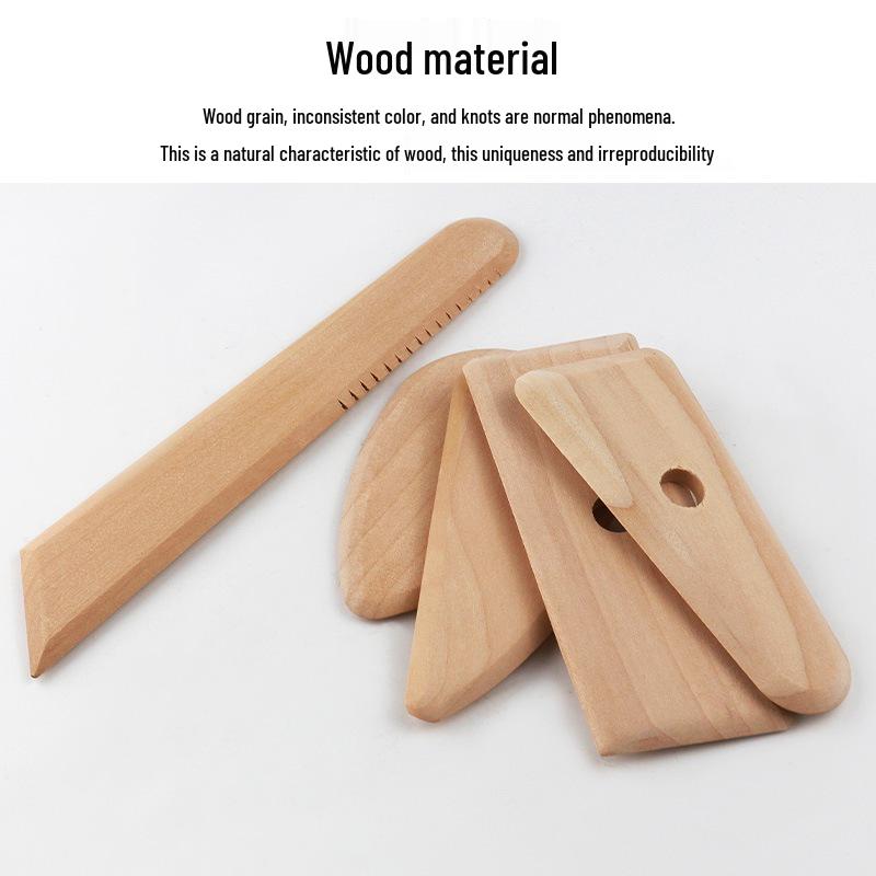 Handmade 5-Piece Wooden Pottery Sculpture Tools Set