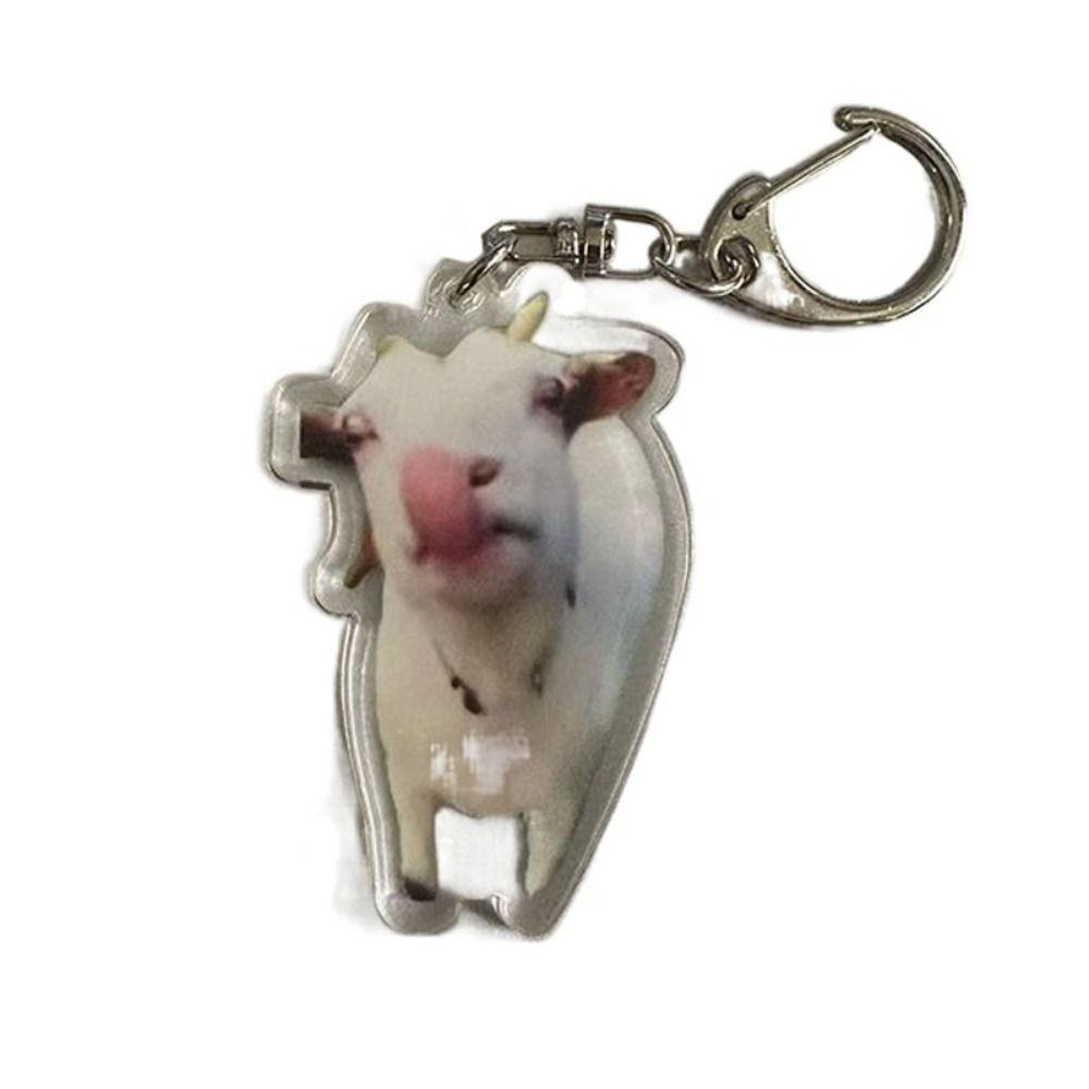 Huh Cat Rambling Goat Keychain Cat Pendant Confused Cat Memes Key Chain Backpack Pendant