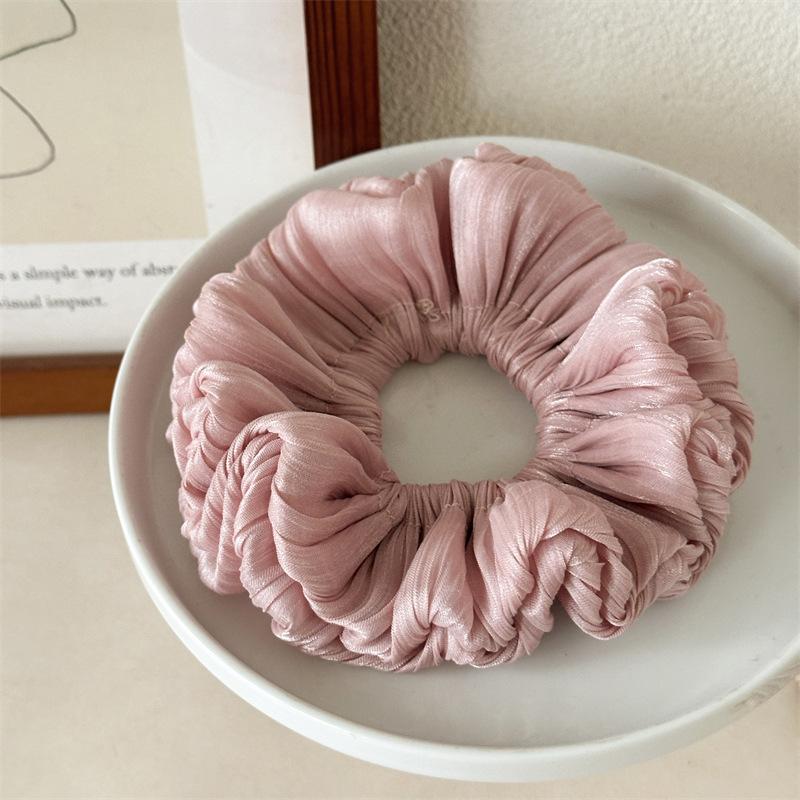 Vertical Pleated Metallic Luster Headwear Bold Glossy Ribbed Hair Ties High Elasticity Voluminous Bun Holders For Modern Styling