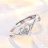 Fashion Ladies Crystal Love Heart Adjustable Open Rings Jewelry