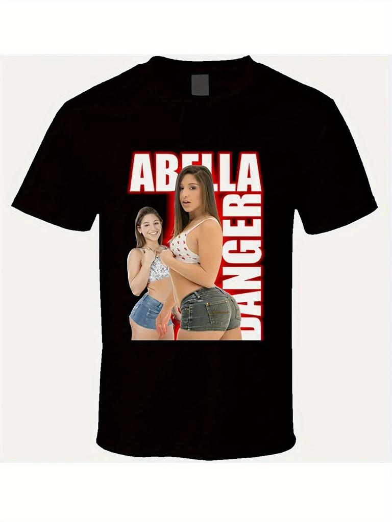 Cotton T Shirt Black Abella Danger Print Graphic Design For Casual Wear Party Outing Street Style Fashion Stateunisext Unisex Black