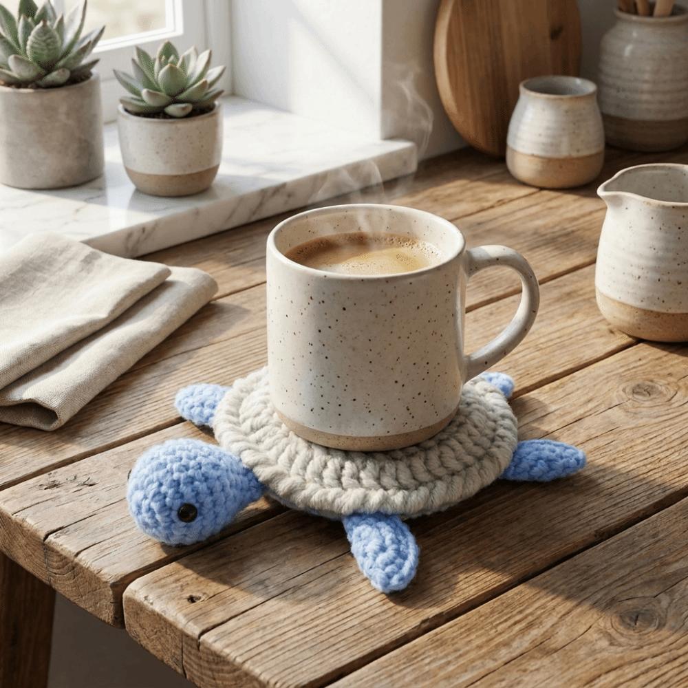 Cartoon Crochet Animal Coaster Funny Handmade Coaster Creative Knitted Cup Mat Table Protector