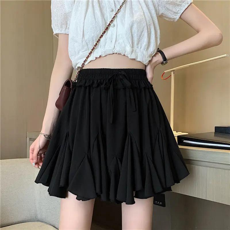 Skirts Women Pleated High Waist Solid Korean Style All-match Mini Summer Newest Simple Streetwear Holiday Female Leisure