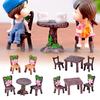 2/3Pcs Mini Table Chair DIY Craft Garden Landscape Flowers Plants Decor Ornament