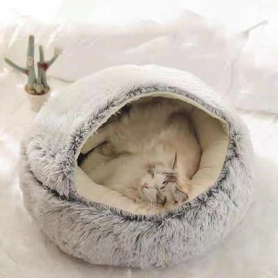 Кровати для кошек, собачья кровать, теплое гнездо для сна щенка, мягкая, длинная, круглая, плюшевая, для собак, корзина для котят, подушка, диван, коврик для кошек