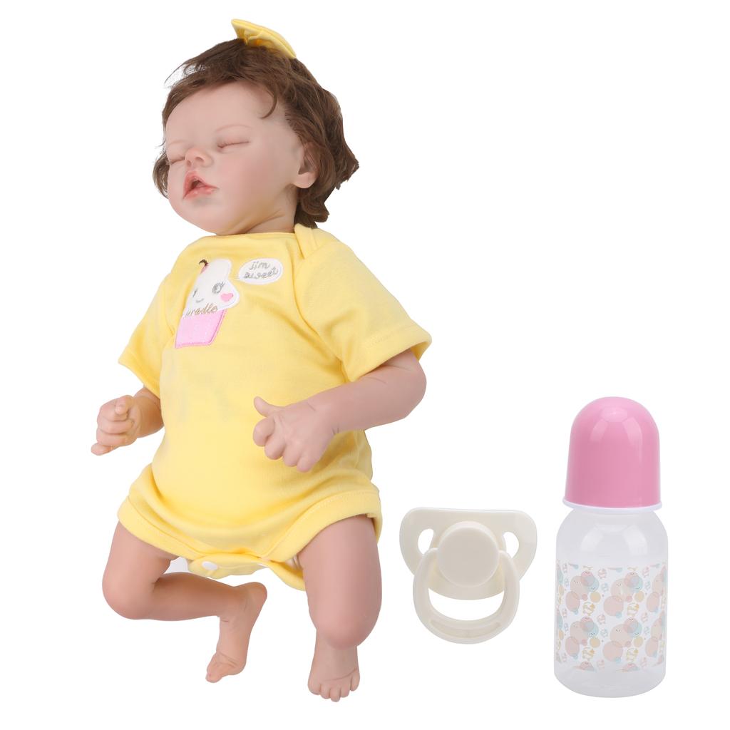 Милая кукла-младенец, мягкая на ощупь, с желтым платьем, 45 см