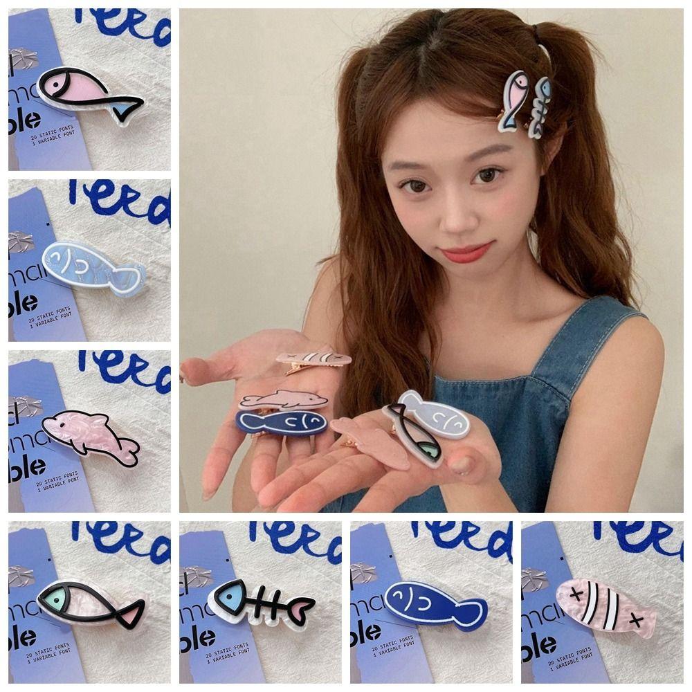 Cartoon Animal Hair Clip Y2k Dolphin Barrettes Funny Fish Bone Hairpin Kids