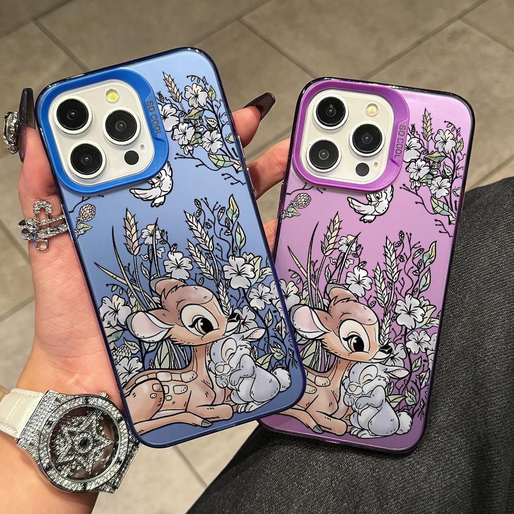 Cute little deer and rabbits Phone case iPhone 15 Pro Max 11 12 13 16 14 Plus Silicone Shockproof Case Lens protector shell