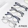 Набор из 4 классических ретро-повседневных очков, подходящих для ношения как мужчинам, так и женщинам. Очки высокой четкости с защитой от синего света.