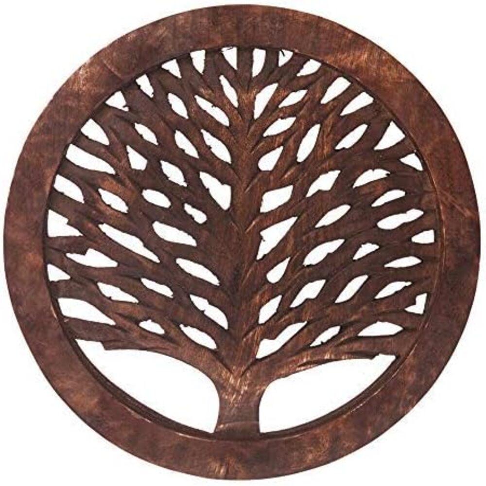 Set of 2 Wooden Trivets for Hot Dishes Pots and Pans Tea Pot Holders Nonslip Heat Resistant Kitchen Counter AL) 8" Diameter Tree of Life