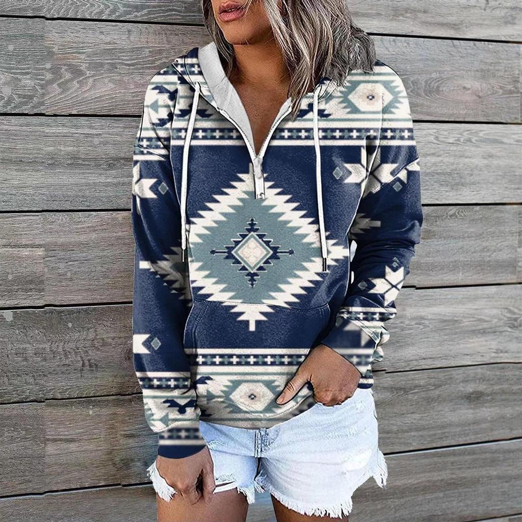 Hot Selling Women's Clothing Autumn And Winter New Ethnic Tribal Hooded Sweater Coat Women Outwear Top