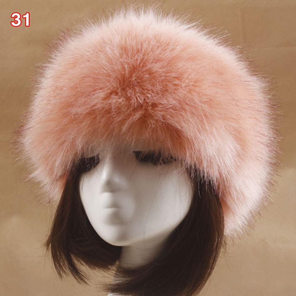 Outdoor Earwarmer Winter Thick Fluffy Faux Fur Women Russian Cap Headband Hat