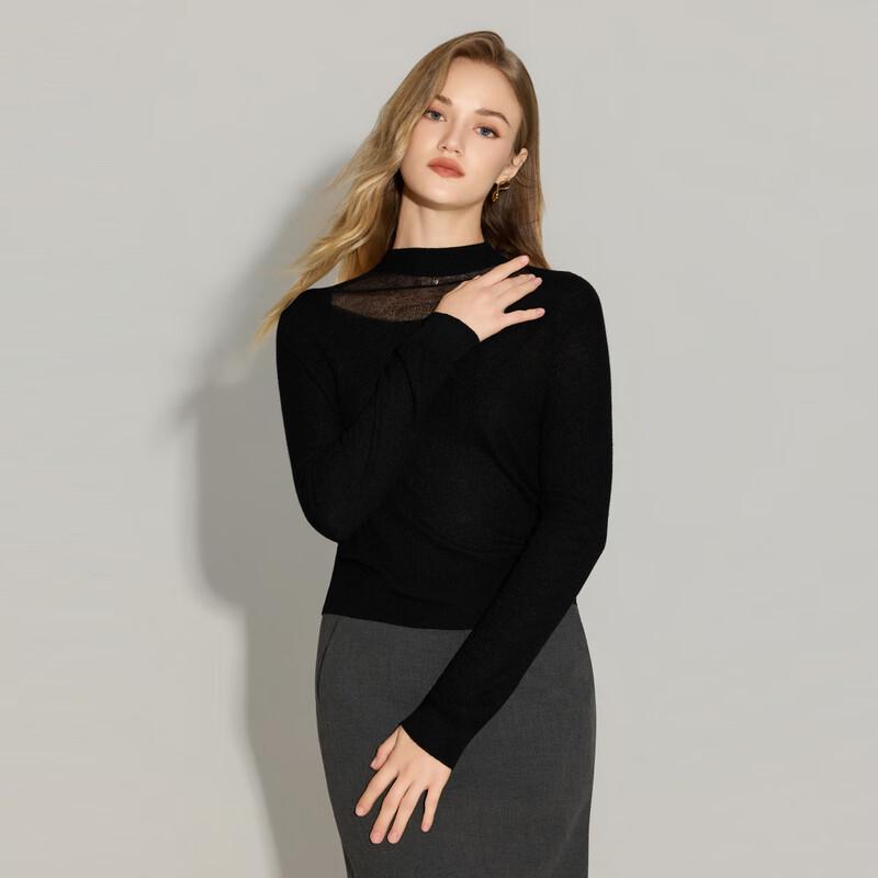 TaTu Semi-High Collar Wool Blend Knit Sweater