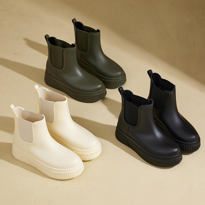 2025 Новые женские водонепроницаемые сапоги Martin Commuter Rain Boots со стелькой из ПВХ, модные водонепроницаемые сапоги, нескользящая резиновая обувь для зимнего использования
