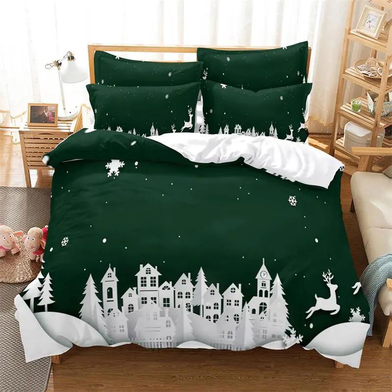 Comforter Christmas 200X200 Green King 3D Bedding Sets 3Pcs 2Pcs Single Double Bed Twin Full Size Thin Fabric