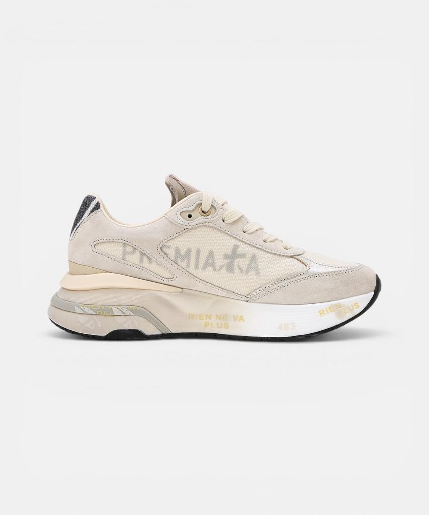 Premiata [26Ss][Moerun-D] Beige Women'S Logo Patch Cowhide Sneakers