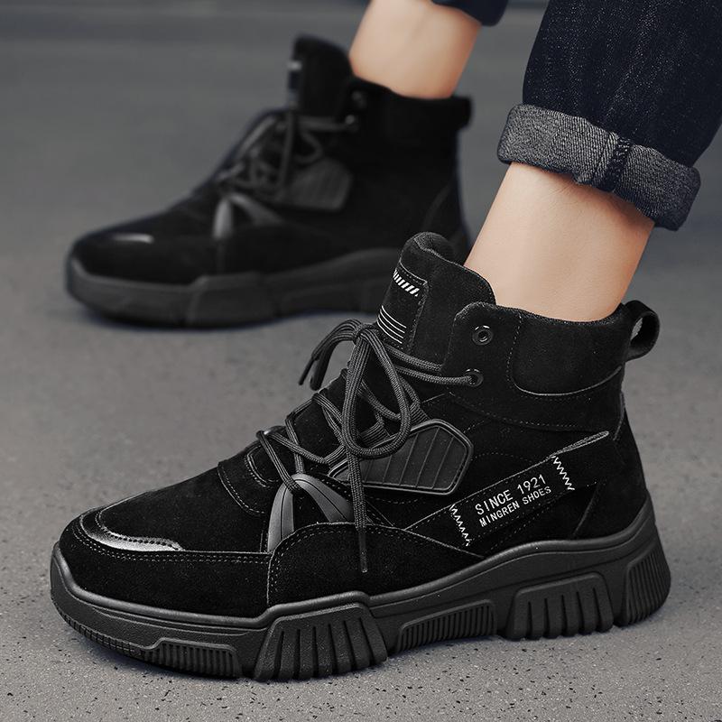 Fashion Men Boots Retro High Top Leather Booties Autumn Winter Platform Boots Outdoor Tooling Men Shoes Botas De Hombre