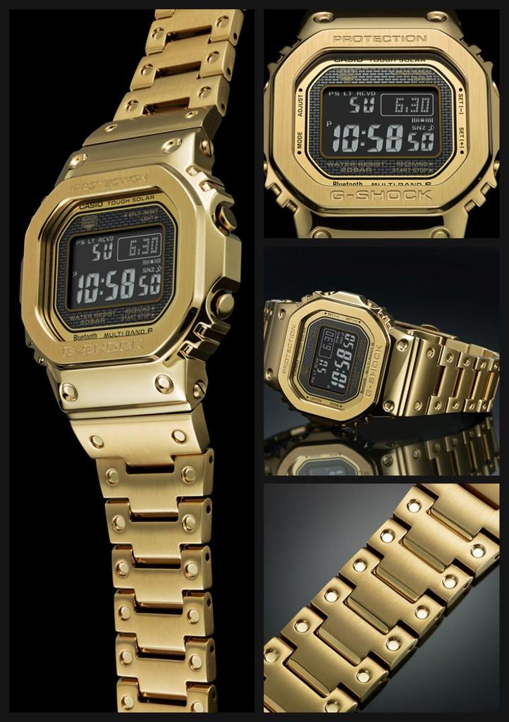Casio G-Shock GMW-B5000GD-9JF Men's Gold Watch, Bluetooth-Equipped, Full Metal Design, Solar-Powered, Radio Wave, Authentic Japanese Product