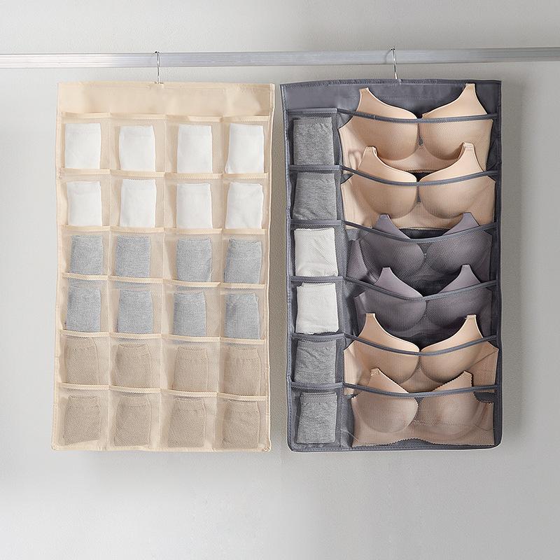 Multifunction Double-side Underwear Bra Organizer Mesh Drawer Organizers Washable Closet Door Hanging Bag Clothes Divider Boxes