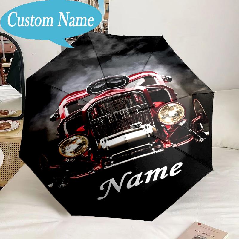 Custom Name Umbrella School Bus Adventure Umbrella 8-Frame for Travel, Camping, Casual Lightweight Portable, Essential for Family Gifts