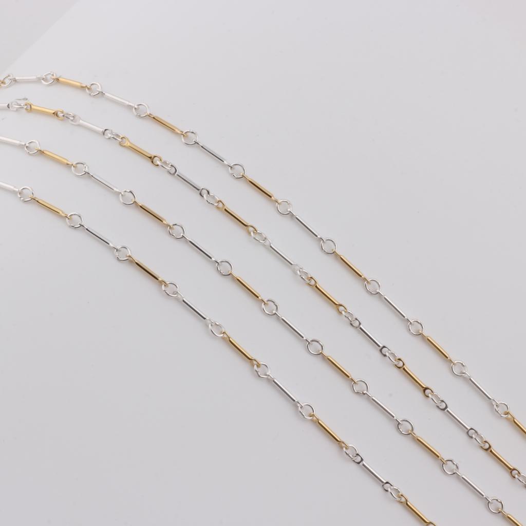 14K Gold Filled/S925 Silver Two Tone Link and Bar Chain for DIY Permanent Jewelry Making Necklace Bracelet Findings Components