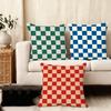 Checkerboard Plaid Cushion Cover Soft Plush Fabric Double-Sided Printed Sofa Cushion Cover For All Seasons Home Decor Gift
