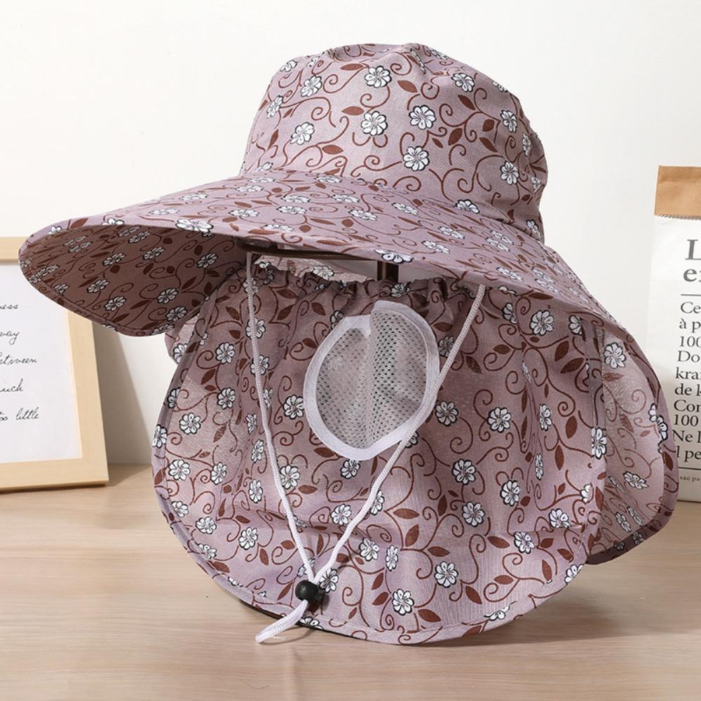 Face Mask Sunshade Shawl Cap Printing Agricultural Work Hat Casual Wide Brim Sun Hat Outdoor