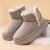 Shoes Women's Snow Boots Cotton Shoes Fleece Thickened Cotton Boots One Pedal Medium Boots Platform Women's Boots