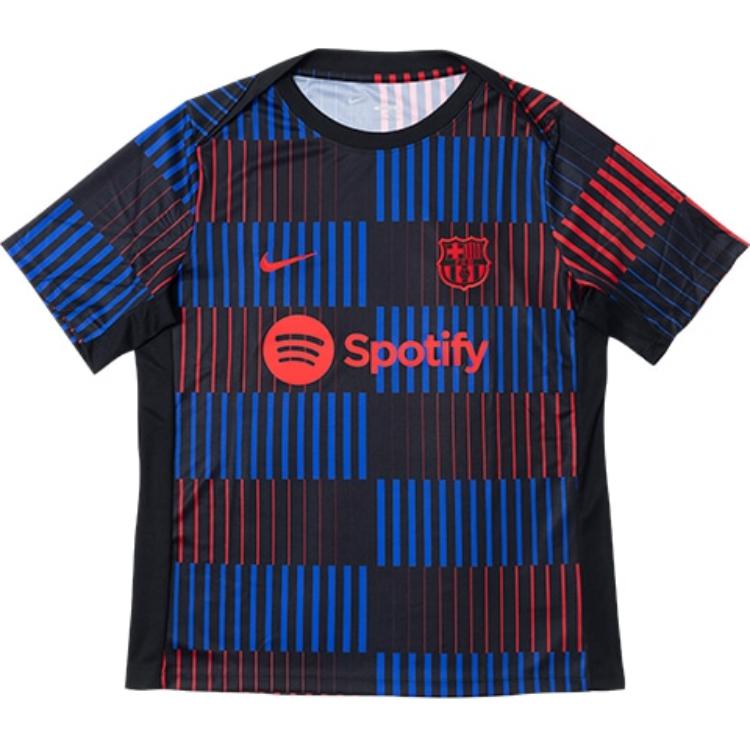Nike Barcelona All Over Print Striped Crew Neck Short Sleeve T-Shirt Men Tops Black FV1194-011