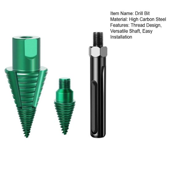 Wood Splitter Drill Bit Firewood Log Splitter with U-Shaped Anti-Slip Thread High Carbon Steel Construction Multiple