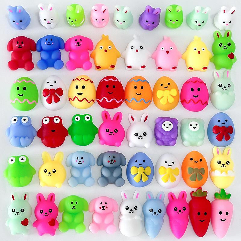 6/24Pcs Easter Mochi Squishies Toy Kawaii Bunny Easter Squishy Sensory Toys Push Stress Relief Slow Rebound Fidget Toys Gifts