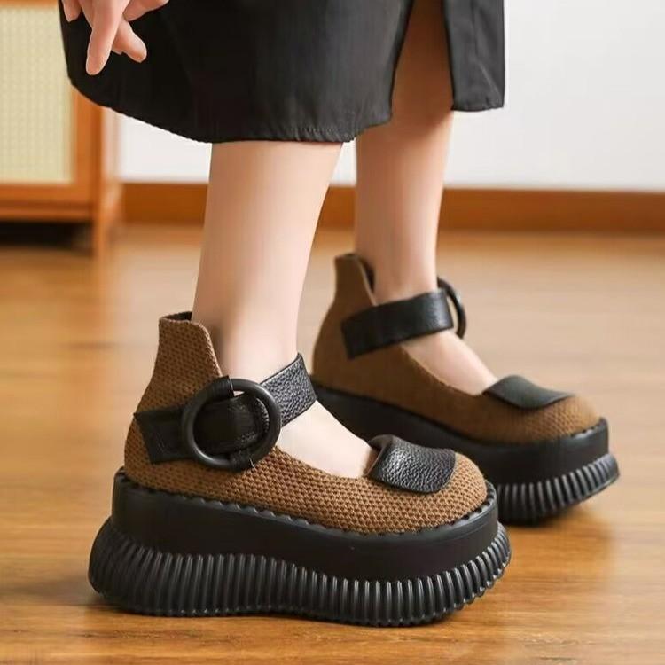 Модные туфлиТолстая подошва Маффин Увеличение круглой головки Мода Все удобные нескользящие дышащие спортивные износостойкие каблуки Женщины