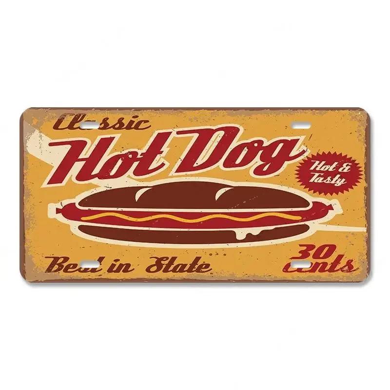 Vintage Delicious Foods Plate Metal Aluminum Sign Pizza Hot Roll Sandwich Donuts Metal Poster Home Cafe Restaurant Wall Decor